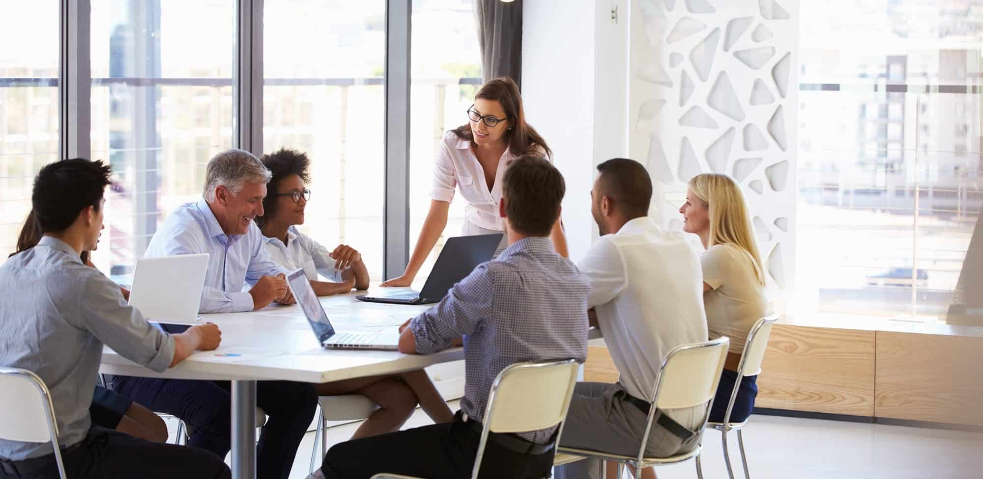 A group of working professionals during a meeting